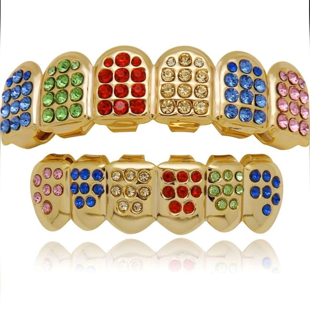 Hip Hop Unisex Colorful Gold Teeth Grillz